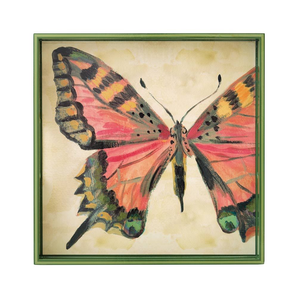 Square Lacquer Serving Tray, Design: Butterfly
