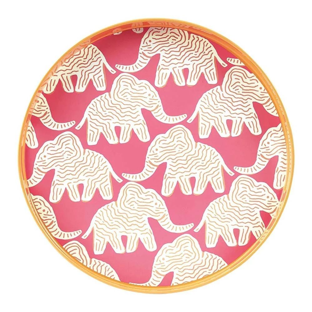 Elephant Round Serving Tray