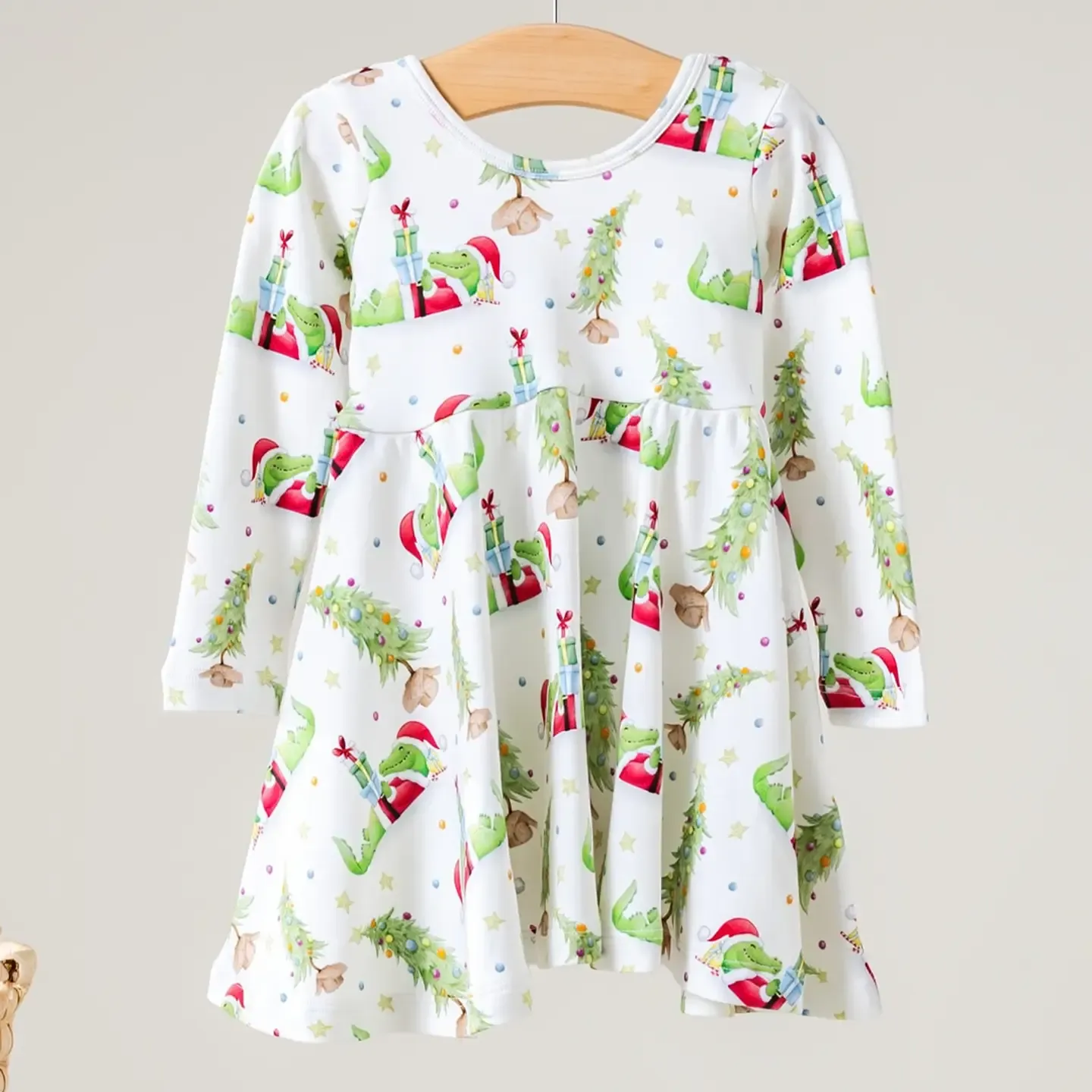 Gator Claus Organic Cotton Dress, Size: 2T