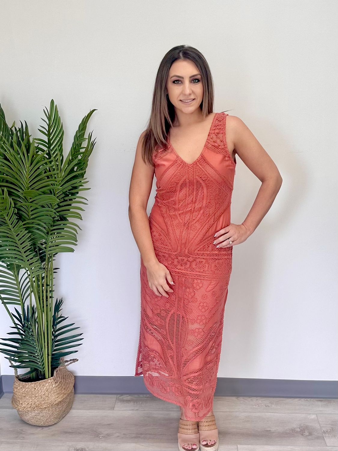 SHELBY CROCHET MIDI DRESS