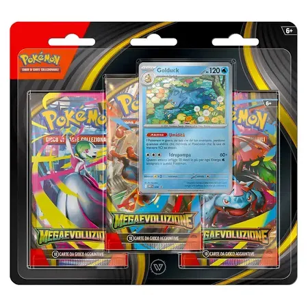 Pokèmon Megaevoluzione Blister 3 Bustine - 1 Carta Promo GOLDUCK