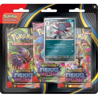 MegaEvoluzione- Fiamme Spettrali - 3 pack blister - Weavile - ITA