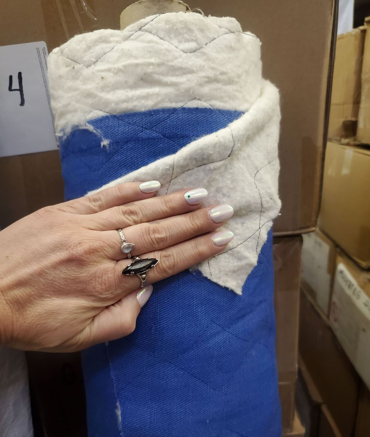 (CLOSE OUT) ​COBLU/BAT Quilted Hemp/Wool 100% Hemp Blue, 12oz Canvas Quilted with 100% Wool batting 57" width