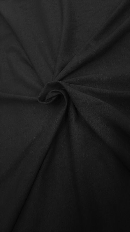 Black Light Weight Hemp Stretch Jersey Knit , 53% Certified Organic Hemp , 43% Certified Organic Cotton , 4% Spandex , Width 62/64" ,  6.9oz.