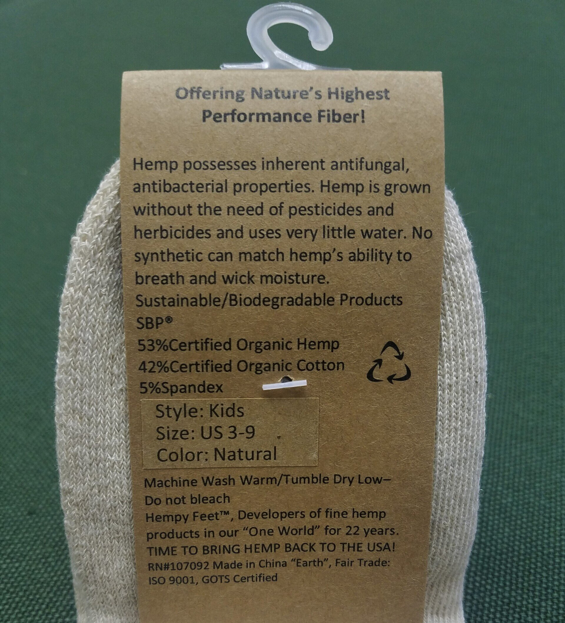 Kids Hemp Socks , Large (Sizes 3-9)