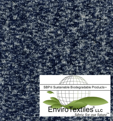 Cobalt/Natural Yarn Dyed Hemp Jersey Knit, 55% Certified Organic Hemp 45% Certified Organic Cotton Width 30” Tubular, 7.4oz