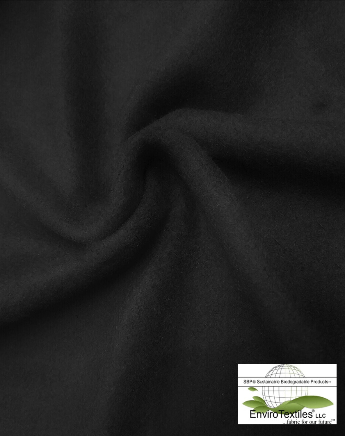 Black Heavy Hemp Fleece , 55% Certified Organic Hemp , 45% Certified Organic Cotton , 18.9oz , Width 30