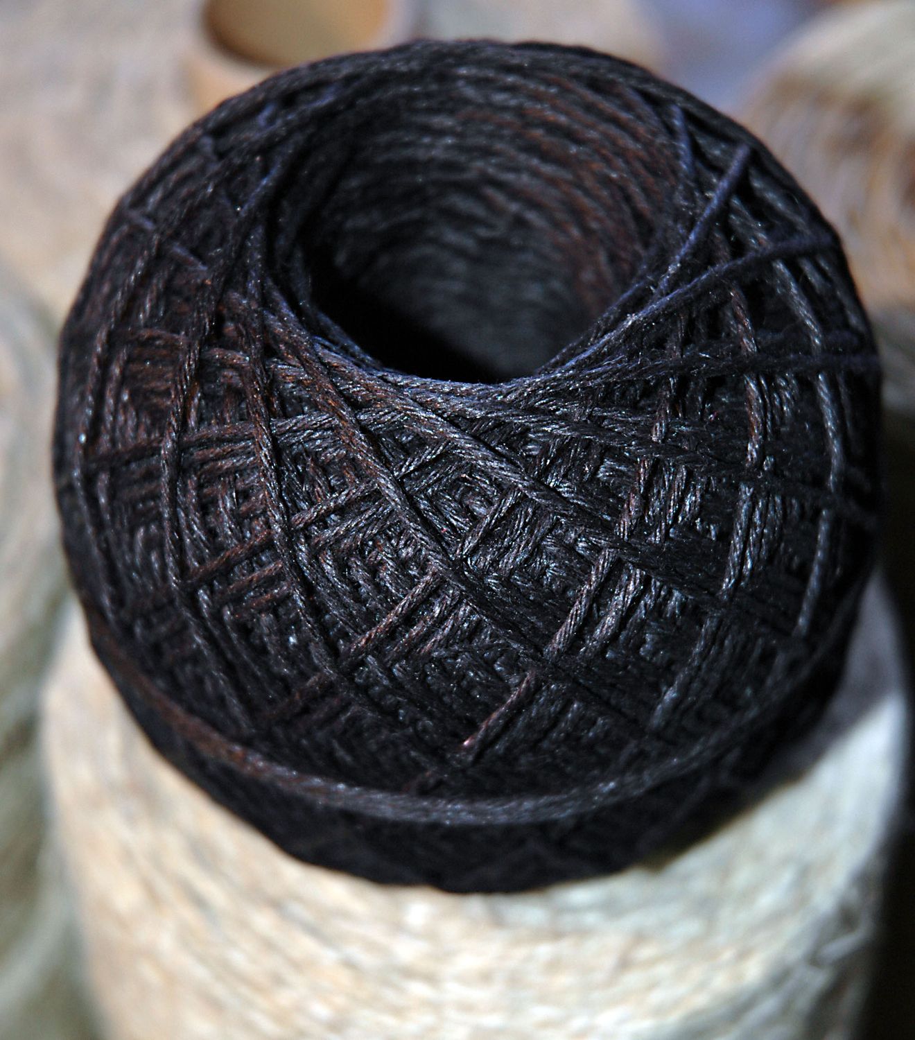 Black Flax Yarn Ball