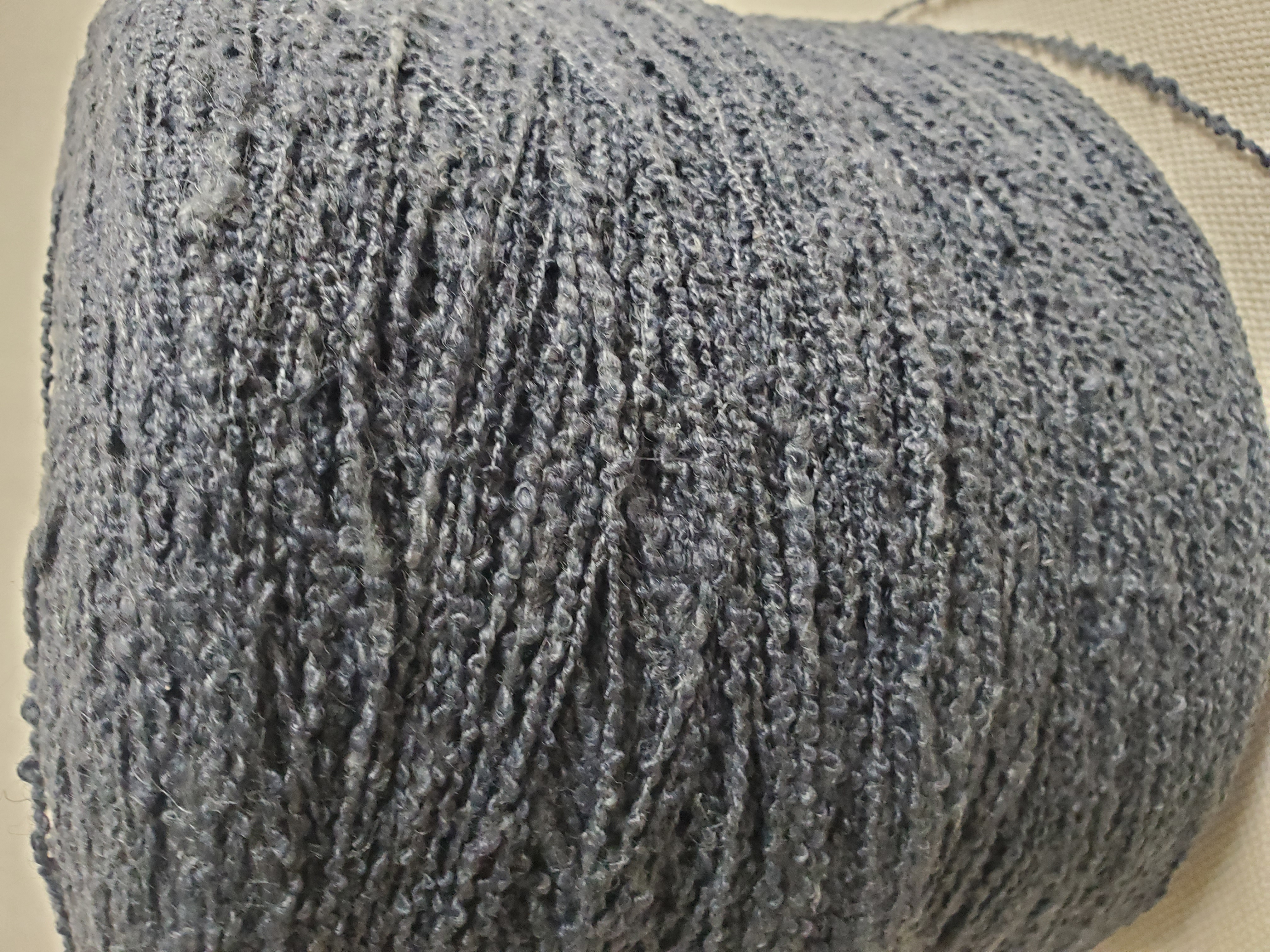 Boucle Steel Blue Hemp Fancy Yarn