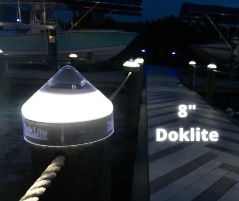 Doklite® White Solar Dock Light – 8 Inch Cap
