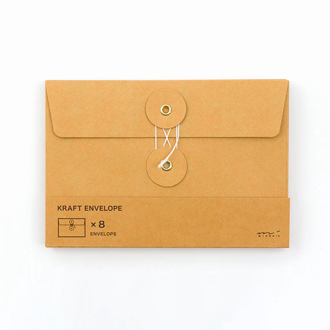 Kraft Envelope w/string, Color: Orange, Size: Medium