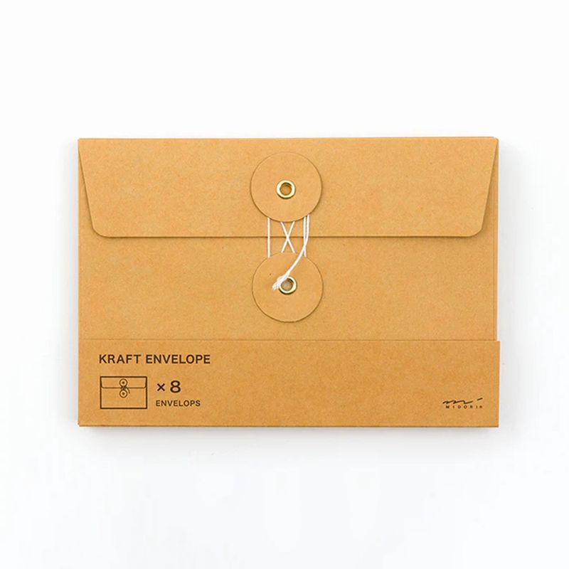 Kraft Envelope w/string, Color: Orange, Size: Medium