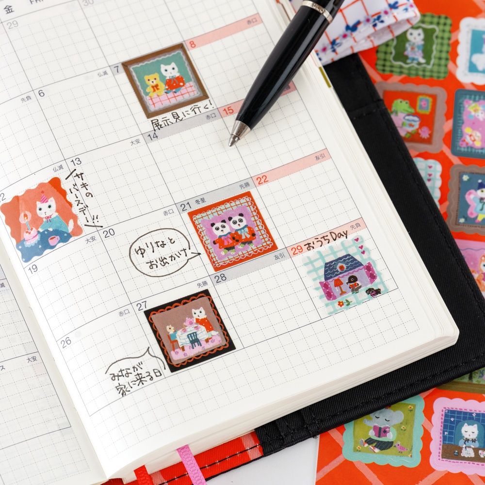 Hobonichi Stickers - Yumi Kitagishi &#39;Daily Life of White Cat&#39;