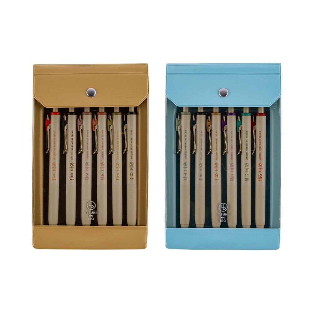 Hobonichi TSUKI no IRO Uniball One Pen with Case - Jan-Jun Set