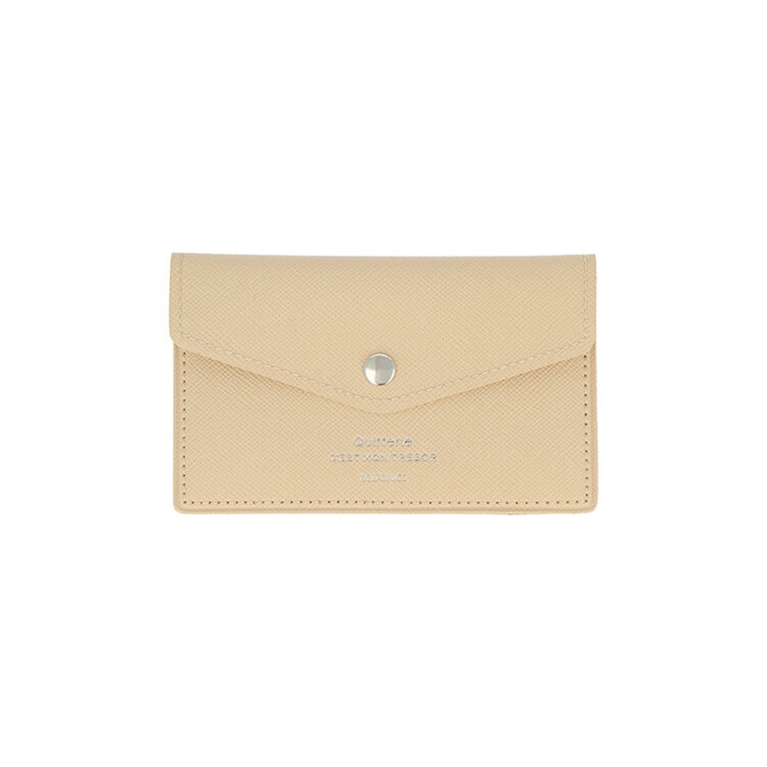 Quitterie Card Case with Snap, Color: Beige