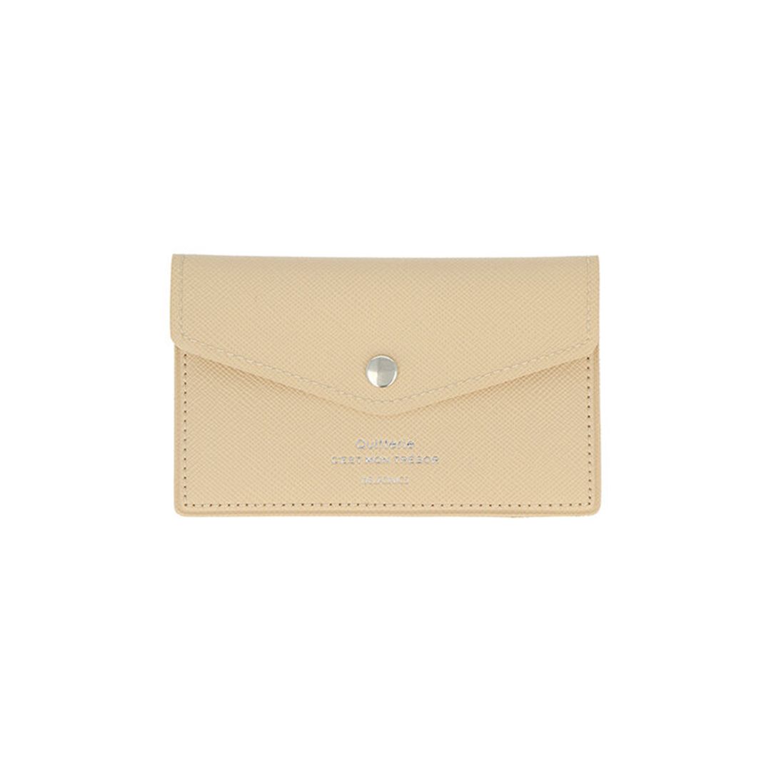 DELFONICS Quitterie Card Case with Snap, Color: Beige