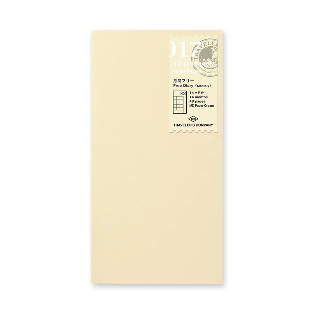 TRAVELER'S notebook Free Diary (Monthly), Size: Regular