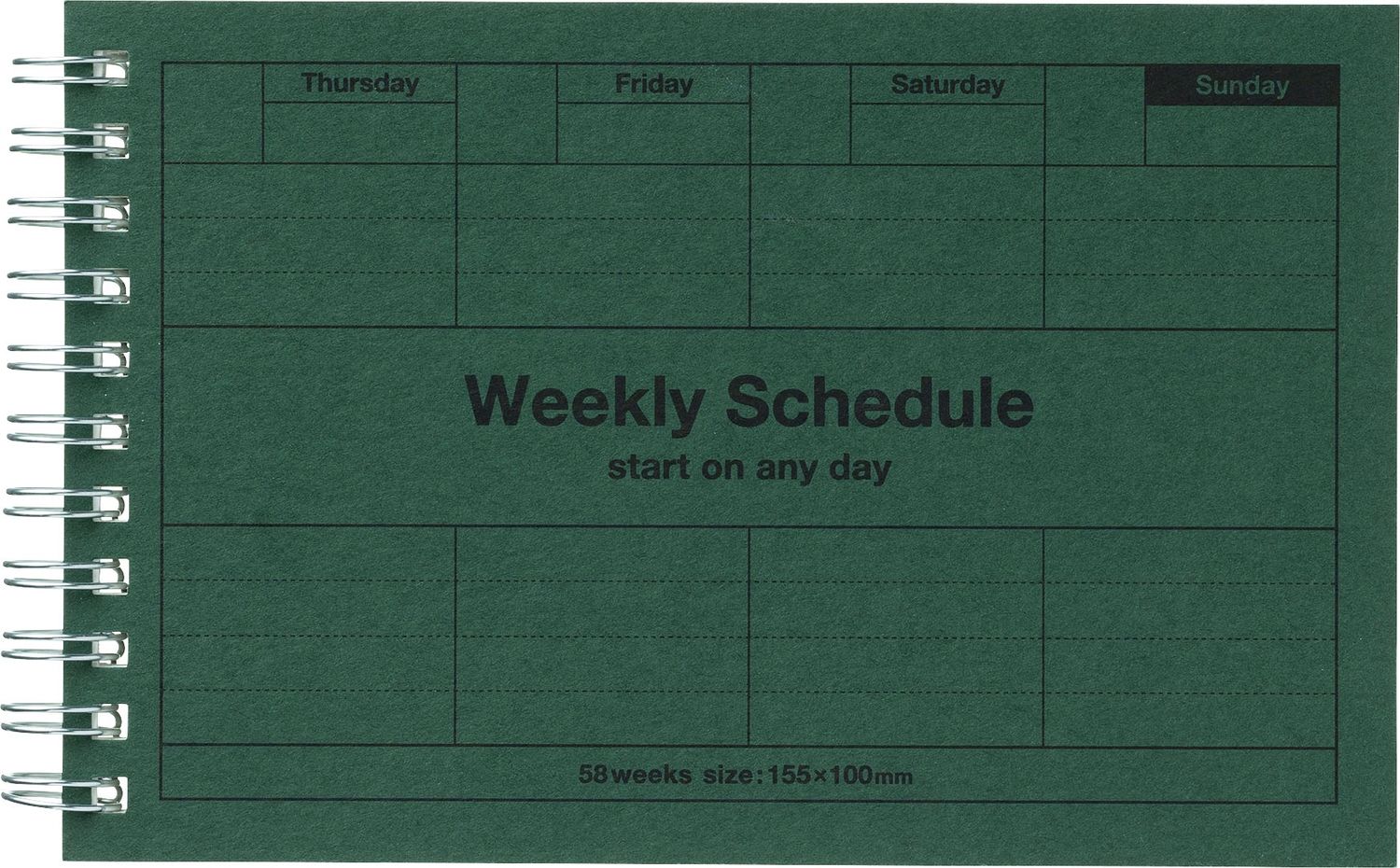 Dayfree Weekly Schedule, Color: Dark Green