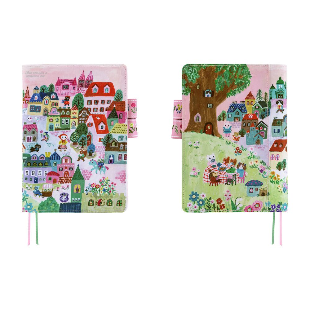 Hobonichi A5 Techo Cover: Yumi Kitagishi - White Cat Village, Size: A5