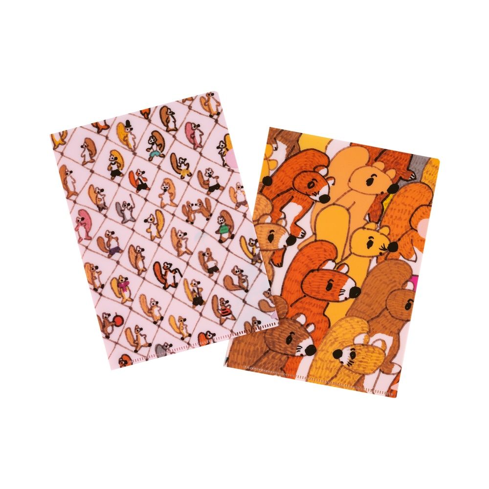 Hobonichi A5 Clear Folder: 100%ORANGE - Squirrel Squadron (Set of 2)