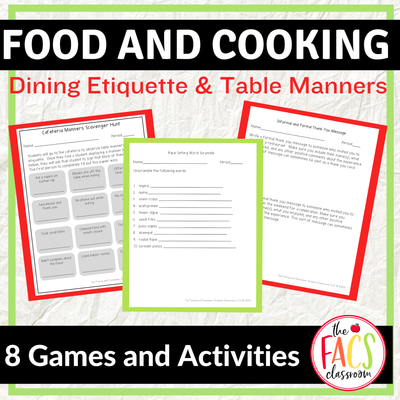 Food and Cooking Etiquette and Table Manners Activities