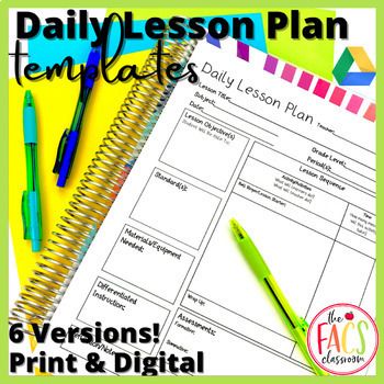 Editable Daily Lesson Plan Template | Print or Google Slide