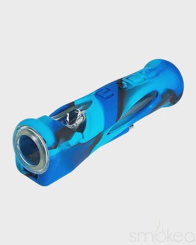 LIGHT UP SILICONE/GLASS STEAM ROLLER(BLUE)