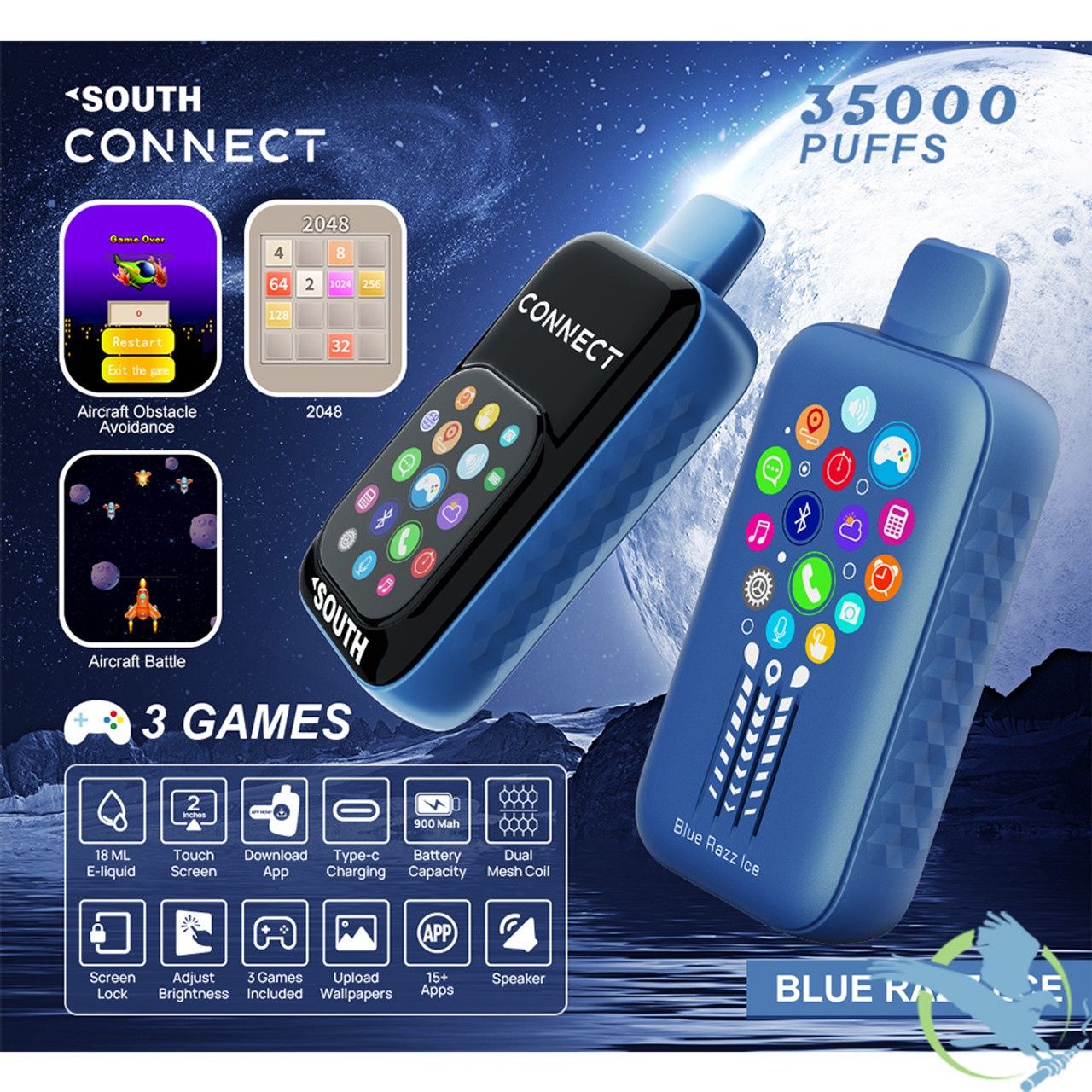 35000 CONNECT, Flavor: Blue Razz lce
