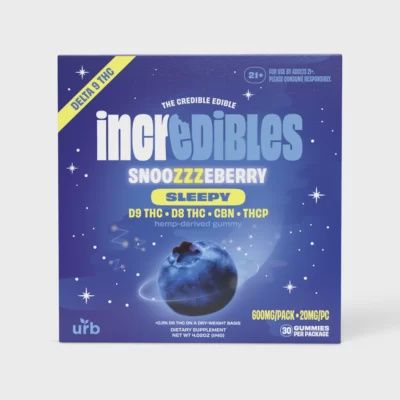 INCREDIBLES, Flavor: SNOOZZZBERRY, Type: GUMMIES, mg: 20MG