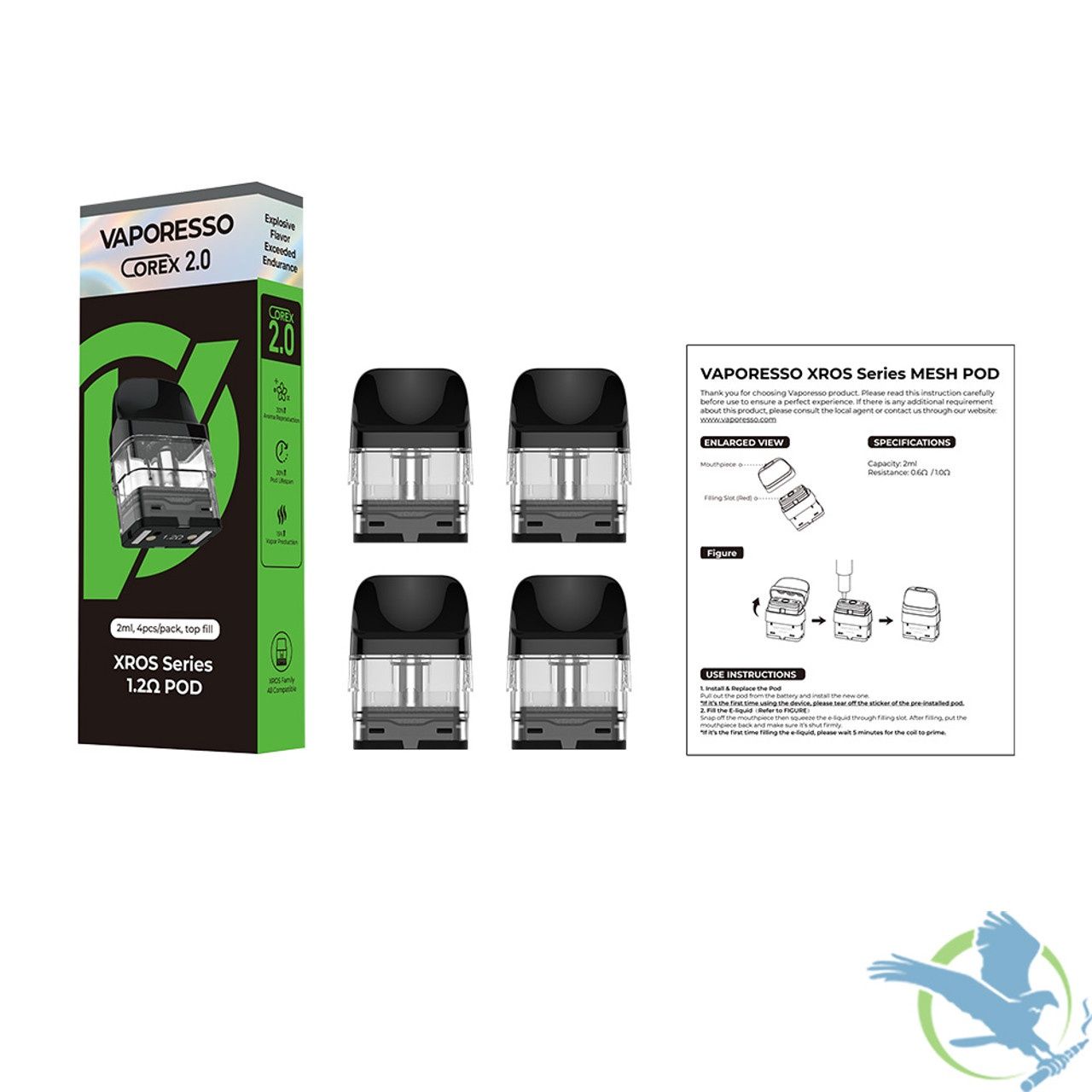 VAPORESSO REPLACEMENT PODS, ohm: 2ML MESH LUXE Q 1.2