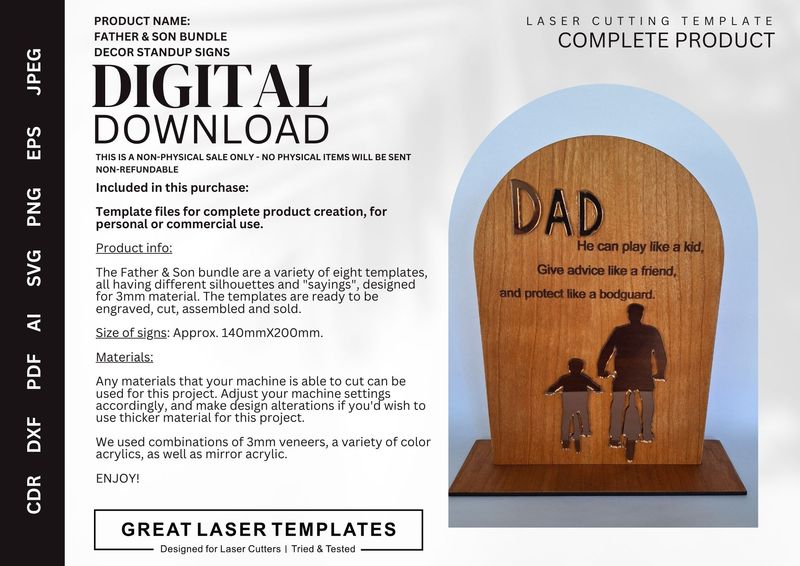 Father and Son Standup Signs BUNDLE