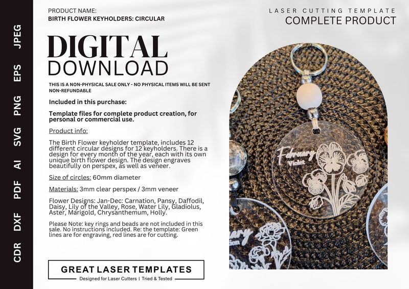 Birth Flower Keyholders