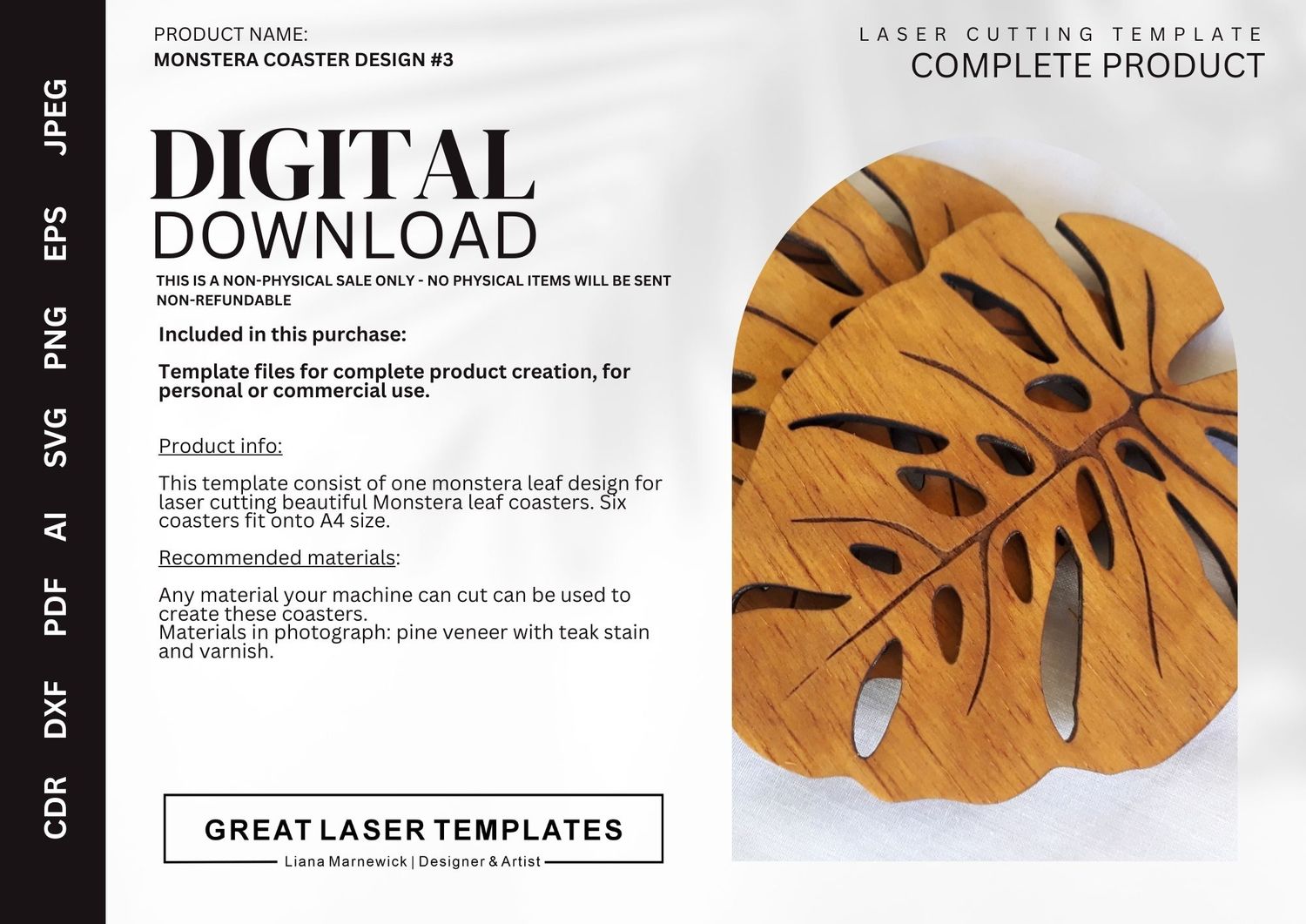Monstera Coasters Design #3