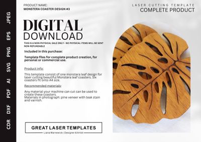 Monstera Coasters Design #3