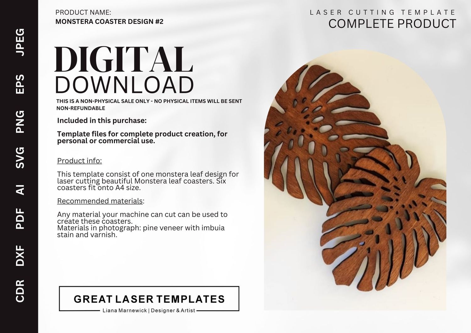 Monstera Coasters Design #2
