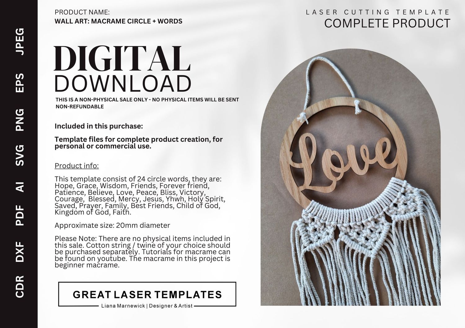 Wall Art: Macrame circles + words