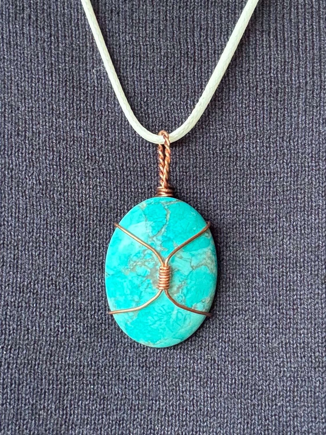 &quot;Sacred Winds&quot; Turquoise &amp; Copper Pendant - 1.72in in length | .86in in width