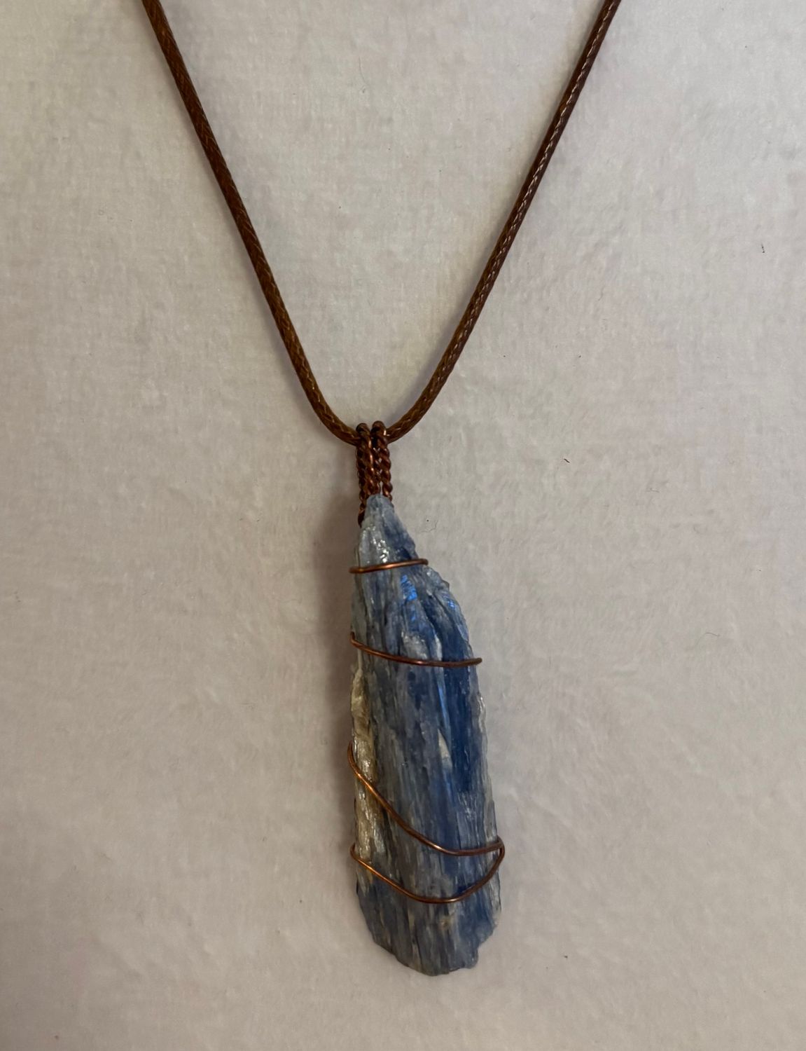 “Celestial Harmony” Kyanite wire wrapped in copper - Length: 2.44in | Width: .62in