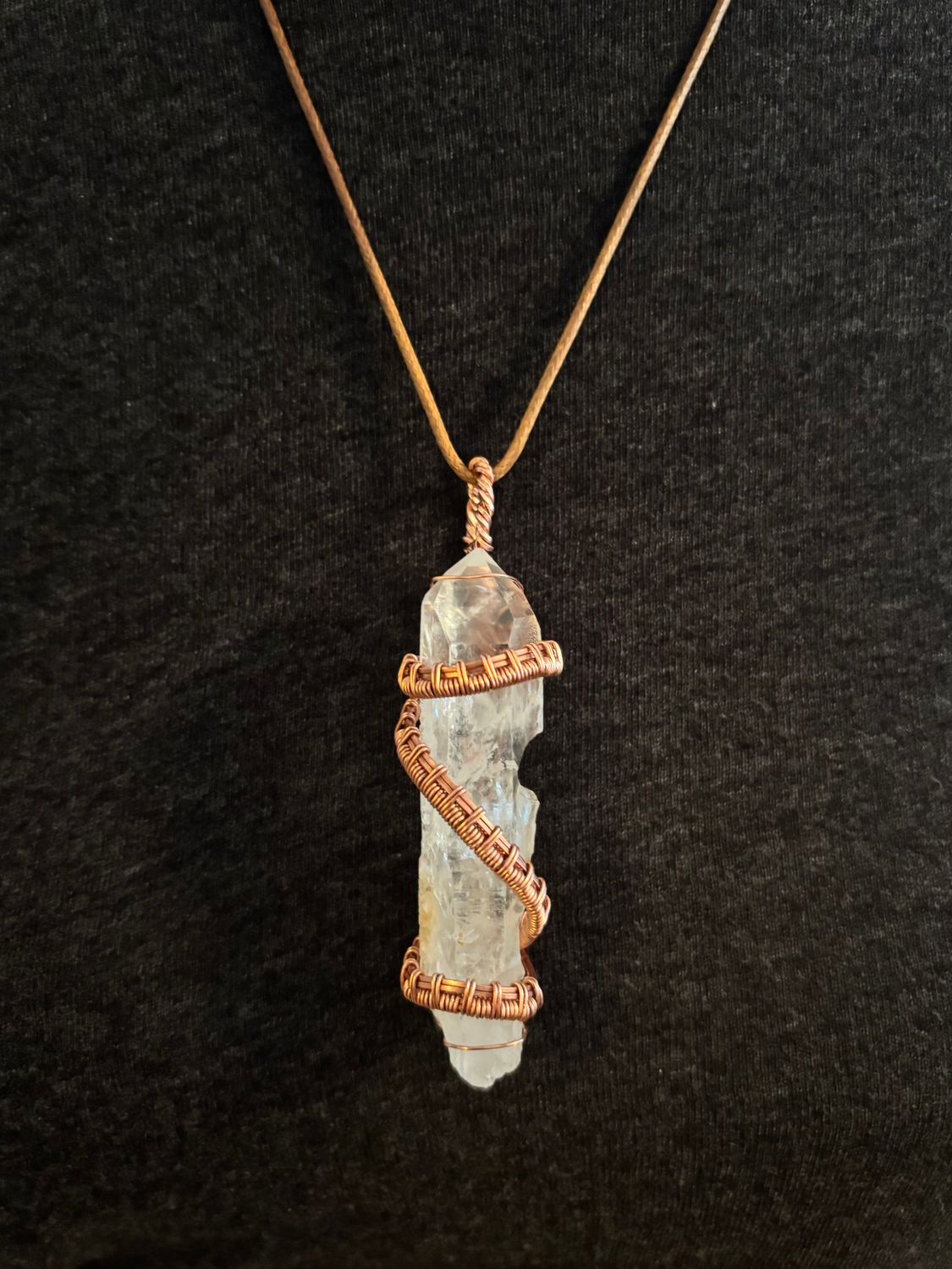 “Lemurian Light” ~ Quartz wire wrapped in copper - Length: 3.26in | Width: .87in