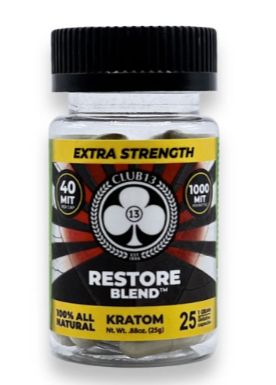 CLUB 13 EXTRA STRENGTH RESTORE BLEND 25 CT KRATOM