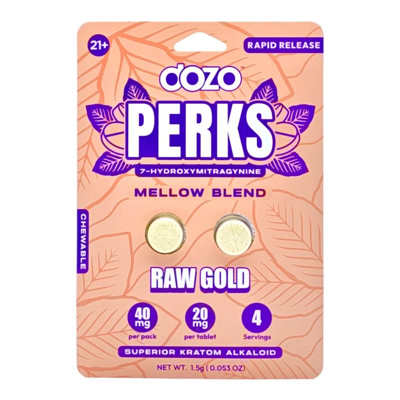DOZO PERKS KRATOM TABLETS MELLOW BLEND RAW GOLD