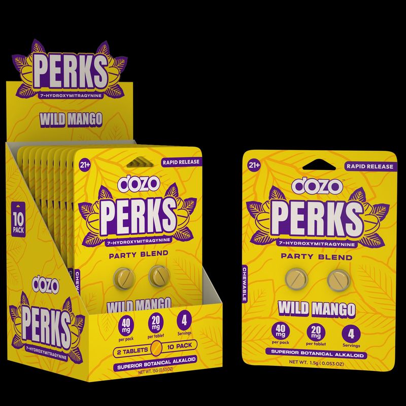 DOZO PERKS KRATOM TABLETS PARTY BLEND WILD MANGO