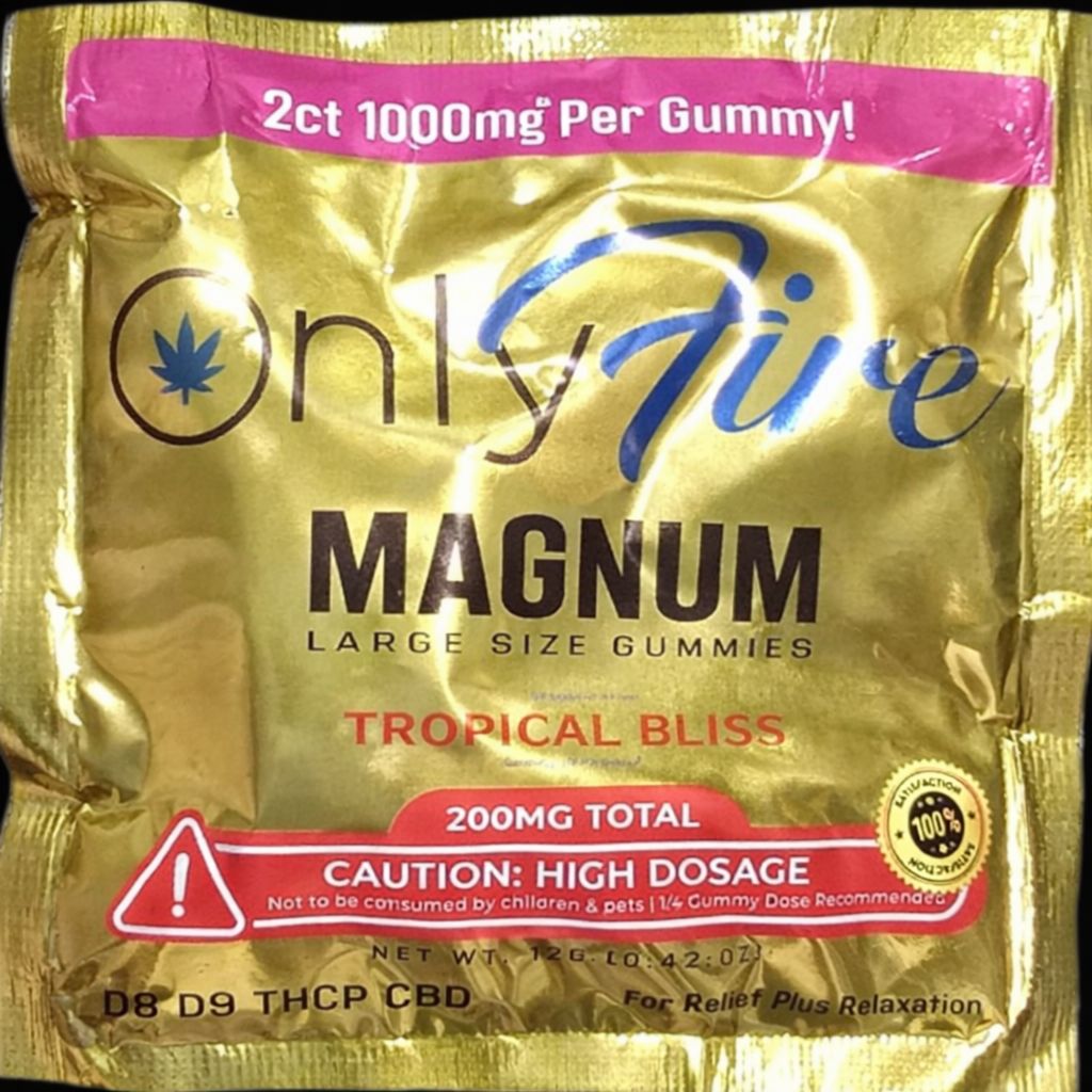 ONLY FIRE LARGE SIZE GUMMIES 25CT JAR 1000MG  TROPICAL BLISS