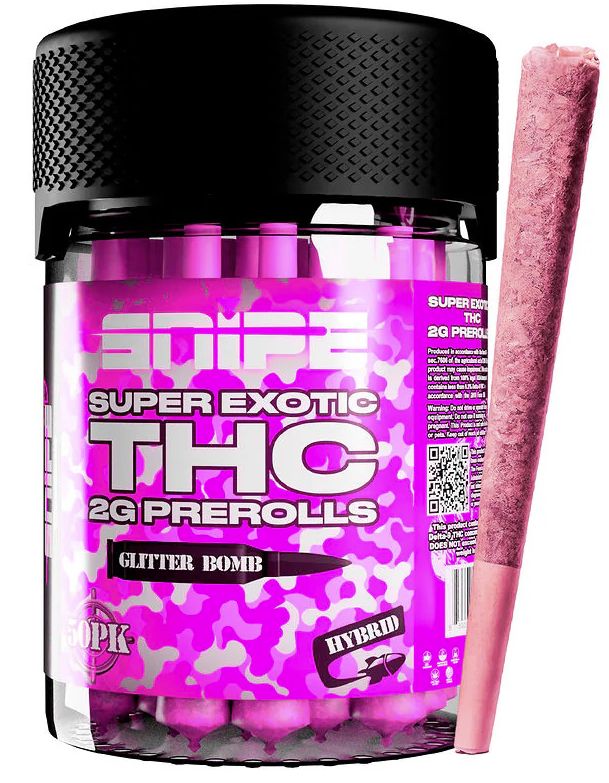 SNIPE SUPER EXOTIC 2G PINK(BLAZY SUSAN) THC-P DIAMOND PRE ROLLS GLITTER BOMB (H)