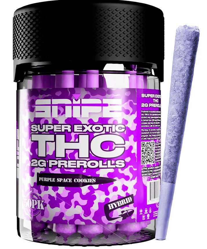 SNIPE SUPER EXOTIC 2G PURPLE(BLAZY SUSAN) THC- 1 1 DIAMOND PRE ROLLS  PURPLE SPACE COOKIES (H)