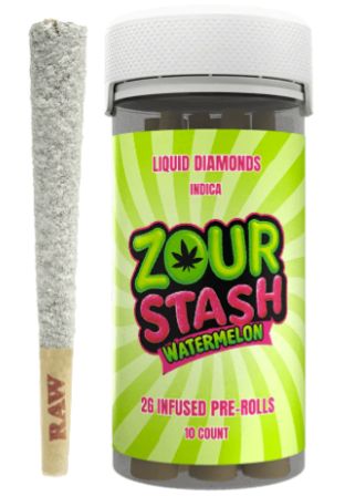 ZOUR STASH INFUSED 2G PRE-ROLLS 10CT WATERMELON - INDICA