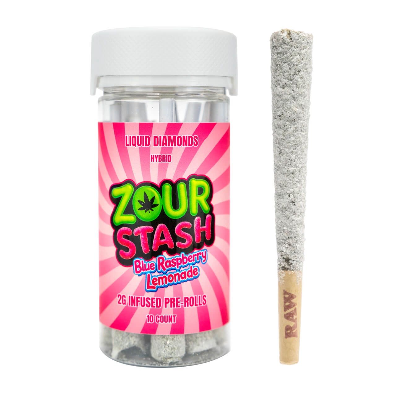 ZOUR STASH INFUSED 2G PRE-ROLLS 10CT BLUERASPBERRY LEMONADE - HYBRID