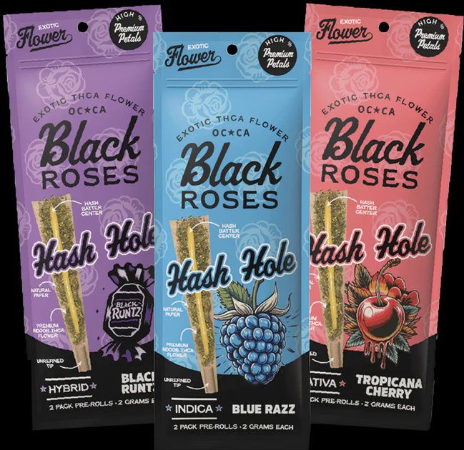 Black Roses THC-A Hash Hole, 2pk BOX OF 10 Black Runtz - hybrid