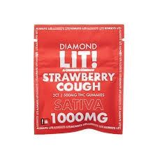 LIT THC GUMMIES 1000MG 2PK 25CT STRAWBERRY COUGH - SATIVA