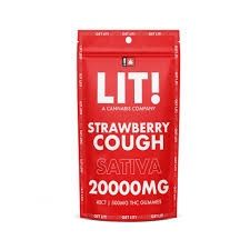 LIT THC GUMMIES 20000MG 40CT STRAWBERRY COUGH - SATIVA